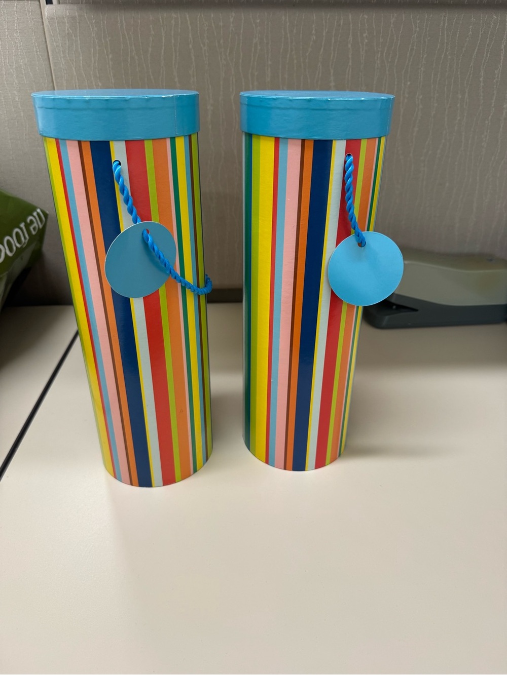 Hallmark Blue-Top Multicolor Stripe Gift Tubes